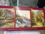 Thomas Kinkade Deluxe Puzzles Set Of 3 Full Size Jigsaw New Sealed Box. Fixed Price $19.50.