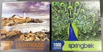 2 Springbok 1000 Pcs Puzzle Eyes Of Color Peacock&lighthouse Portlan Head Maine. Fixed Price $25.99.