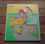 Vintage Playskool Farm 186-02 Wooden Puzzle Replacement Pieces & Board. Fixed Price $5.00.