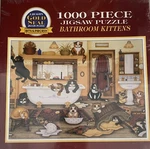 Bits And Pieces Bathroom Kittens Gold Seal 1000 Puzzle Cats. Fixed Price $39.99.