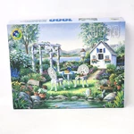 Picnic By The River 1000 Piece Jigsaw Puzzle 19" X 26" New Sealed Leap Year. Fixed Price $8.39.