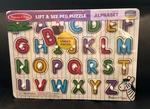 Melissa & Doug Alphabet Abc Wooden Lift See Peg Puzzle 26 Pcs New Sealed. Fixed Price $14.99.