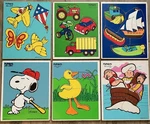 Lot 6 Vint Playskool Wood Puzzles Rub-a-dub Dub/snoopy/duck/boats+ 4-12 Pieces. Fixed Price $13.99.