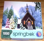 Springbok Jigsaw Puzzle - Country Christmas Church Winter 1000 Pc Complete. Fixed Price $7.95.