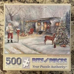 Bits And Pieces Jigsaw Puzzle, Santa's Hideaway, Art By Ruane Manning, 500 Pcs. Fixed Price $12.95.