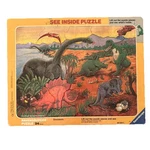 Vintage Ravensburger Dinosaurs See Inside Puzzle Tray Frame 34 Piece 1988. Fixed Price $11.99.