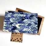 New! Matr Boomie Mango Wood & Bone Treasure Box In Dark Blue, Handcrafted Rare. Fixed Price $39.99.
