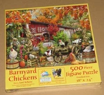 Lori Schory Art - Barnyard Chickens Sunsout 500 Piece Puzzle. Fixed Price $18.00.