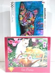 Lot Of 2 New Puzzles Cats Picnic Flower Garden & Vibrant Color 500 Pc Sealed. Fixed Price $23.76.