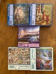 Lot Of 5 Bits And Pieces" 300 Jigsaw Puzzles Complete, Glitter Magic- BP4. Fixed Price $25.00.