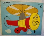 Vintage Wooden Playskool Tray Puzzle Color Helicopter 330-27 School Toys. Fixed Price $29.95.