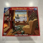 White Mountain Puzzles By Ruth Sanderson Cozy Christmas Cat #1066 1000 Pieces. Fixed Price $23.52.