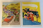 Lot Of 2 Vintage Playskool Golden Press Inc. Frame Tray Puzzles Train Cars Road. Fixed Price $21.99.