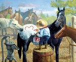 Connect The Dots 1000 Pc Jigsaw Puzzle Don Crook Sunsout Horse Farm Country Boy. Fixed Price $18.00.