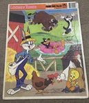 Vintage 1985 Looney Tunes Time Golden Frame Tray Puzzle Farming Tasmanian Devil. Fixed Price $6.39.