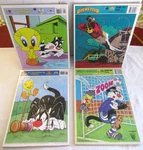 4 Vintage Frame Tray Puzzles; 3 Sylvester & Tweety, 1 Rocketeer Golden More. Fixed Price $7.20.