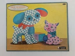 Vintage Whitman Pre School Frame Tray Puzzle Complete 1961 Blue Dog Pink Cat. Fixed Price $14.99.