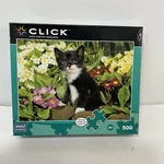 Click Jigsaw Puzzle Black And White Kitten Flower Garden 500 Pc Sealed New. Fixed Price $13.99.