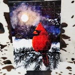 Christmas Cardinal Snow Theme 120 Piece Custom Handmade Jigsaw Puzzle. Fixed Price $17.99.