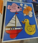Vintage 1982 Playskool For My Bath Wood Puzzle 180-07 Four Pieces Complete. Fixed Price $8.00.