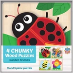 Masterpieces Chunky Wood Puzzles 4-PACK For Kids Garden Friends. Fixed Price $18.99.