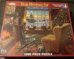 White Mountain Puzzles Ruth Sanderson Cozy Christmas Cat #1066 1000 Pieces New. Fixed Price $35.00.
