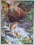 Mountain Hideaway 500 Piece Sunsout Puzzle 18" X 24" Dona Gelsinger; Fish Cabin. Fixed Price $13.00.