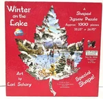 Leaf Shaped Puzzle - 1000 Pieces Winter On The Lake Sunsout New. Fixed Price $24.00.