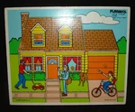 Vintage 1986 Playskool 379-04 Home House Inside Out Wooden 4PC Puzzle Complete. Fixed Price $9.99.