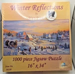 Winter Reflections Mary Pettis 1000 Piece Jigsaw Puzzle 16" X 34" 26220 Sunsout. Fixed Price $13.99.