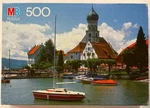 Old (1990) Milton Bradley Jigsaw Puzzle; Wasserburg, Bodensee, Germany; 500 Pcs. Fixed Price $10.95.