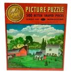 Vtg Whitman Gold Seal Summer The Country Interlocking Scroll Cut Puzzle 500PC. Fixed Price $7.61.