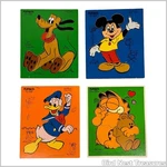 Lot Of 4 1970S Playskool Wood Tray Puzzles Pluto, Mickey Mouse, Donald, Garfield. Fixed Price $34.75.