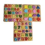 Small Wooden Puzzles For Toddlers Alphabet Number Shape Learning Toys Ages 3 4 5. Fixed Price $12.99.