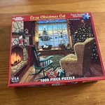 Discontinued 2014 Cozy Christmas Cat 1,000 Pc White Mountain Puzzle New. Fixed Price $27.99.