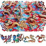 Wooden Jigsaw Puzzle For Adults By Foxsmartbox- 290 Pcs-mystery Of Golden Dragon. Fixed Price $79.99.