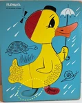 Vtg Playskool Wooden Puzzle Duck W/ Umbrella 275-30 Missing Pc Replacement Parts. Fixed Price $6.00.