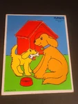 Vintage Playskool Tray 1985 Wooden Puzzle #186-03 Dogs Pieces Usa House. Fixed Price $15.00.