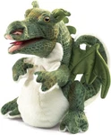 Folkmanis Baby Dragon Hand Puppet, Green, White. Fixed Price $34.99.