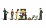 Scale Newsstand (4) One Woman Three Men Woodland Scenics A2740. Fixed Price $34.71.