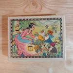 Vintage Hermann Eichhorn Fairy Tales Wooden Puzzle Blocks With Box West Germany. Fixed Price $25.00.