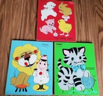 Playskool Wooden Puzzle Lion Tamer #330-26,KITTEN #165-6 My Baby PETS#155AN-14. Fixed Price $19.99.