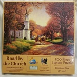 Sunsout "road By The Church" 500 Pc Jigsaw Puzzle 18" X 24"/ Randy Vanbeek 62809. Fixed Price $9.14.