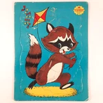 Rascal Raccoon Sta-n-place Furry Inlaid Jigsaw Puzzle No. 126 Early 1960S. Fixed Price $7.99.