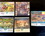 5 Puzzles 1000 Pc. Buffalo Ceaco COMPLETE/2 Sealed Pun Fuzzle Wysocki Redlin+. Fixed Price $48.95.