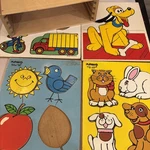 Vintage Wooden 4 Storage Box With Playskool Pluto Pets Colors *. Fixed Price $35.00.
