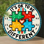 Autism Awareness Round Sign It's Okay To Be Different Puzzle Decor. Fixed Price $11.47.