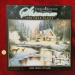 New Ceaco Thomas Kinkade Shimmer 750 Pc Puzzle Deer Creek Cottage 24X18 Usa Nice. Fixed Price $16.16.