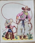 Vintage Golden Press Playskool Puzzle Childrens Cowboy Western Tray Frame 80-5B. Fixed Price $6.00.