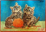 Cat Kitten Yarn Tray Puzzle Milton Bradley Aptitude Tested 1955. Fixed Price $28.25.